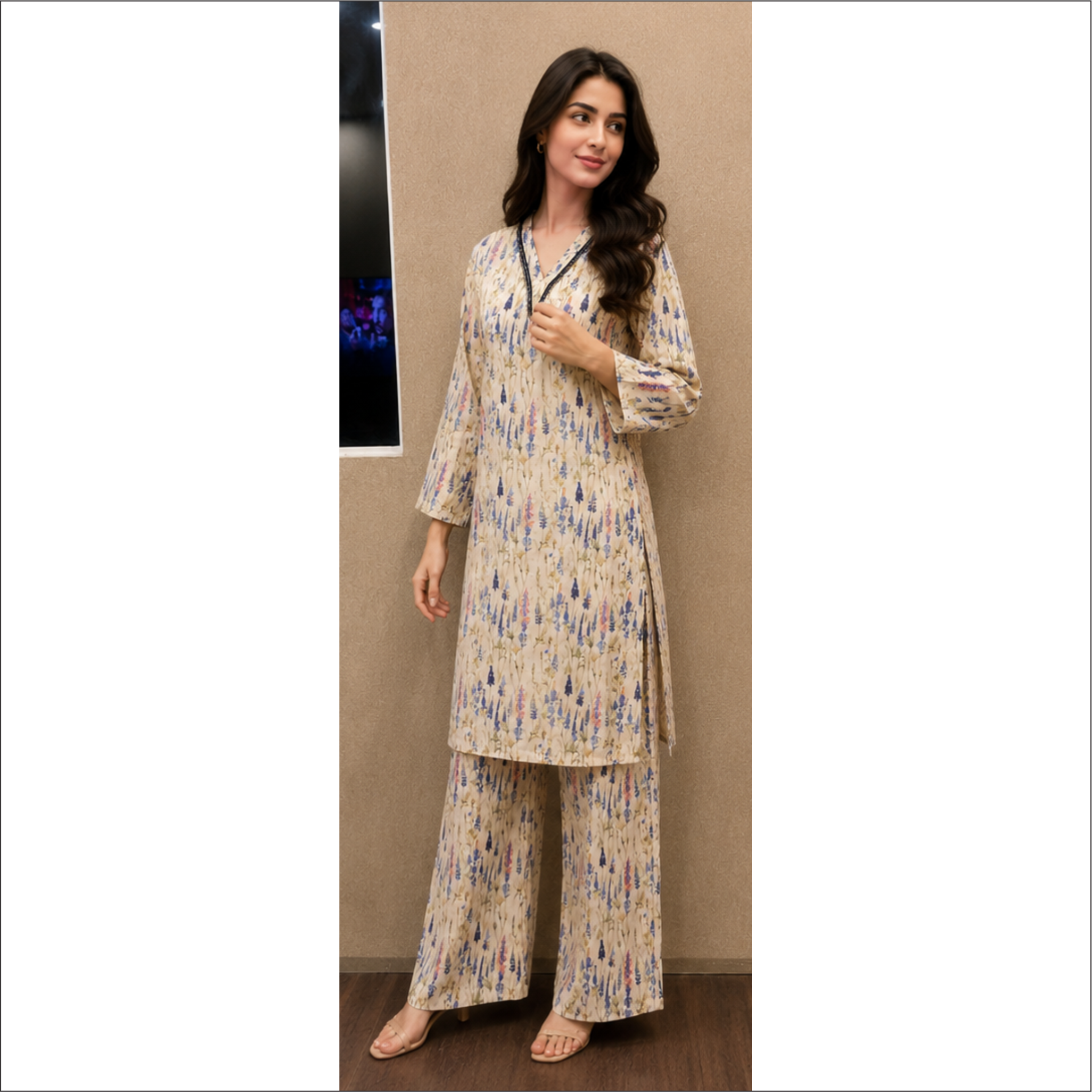 Pastel Meadow Printed Lawn Suit – 2 Piece