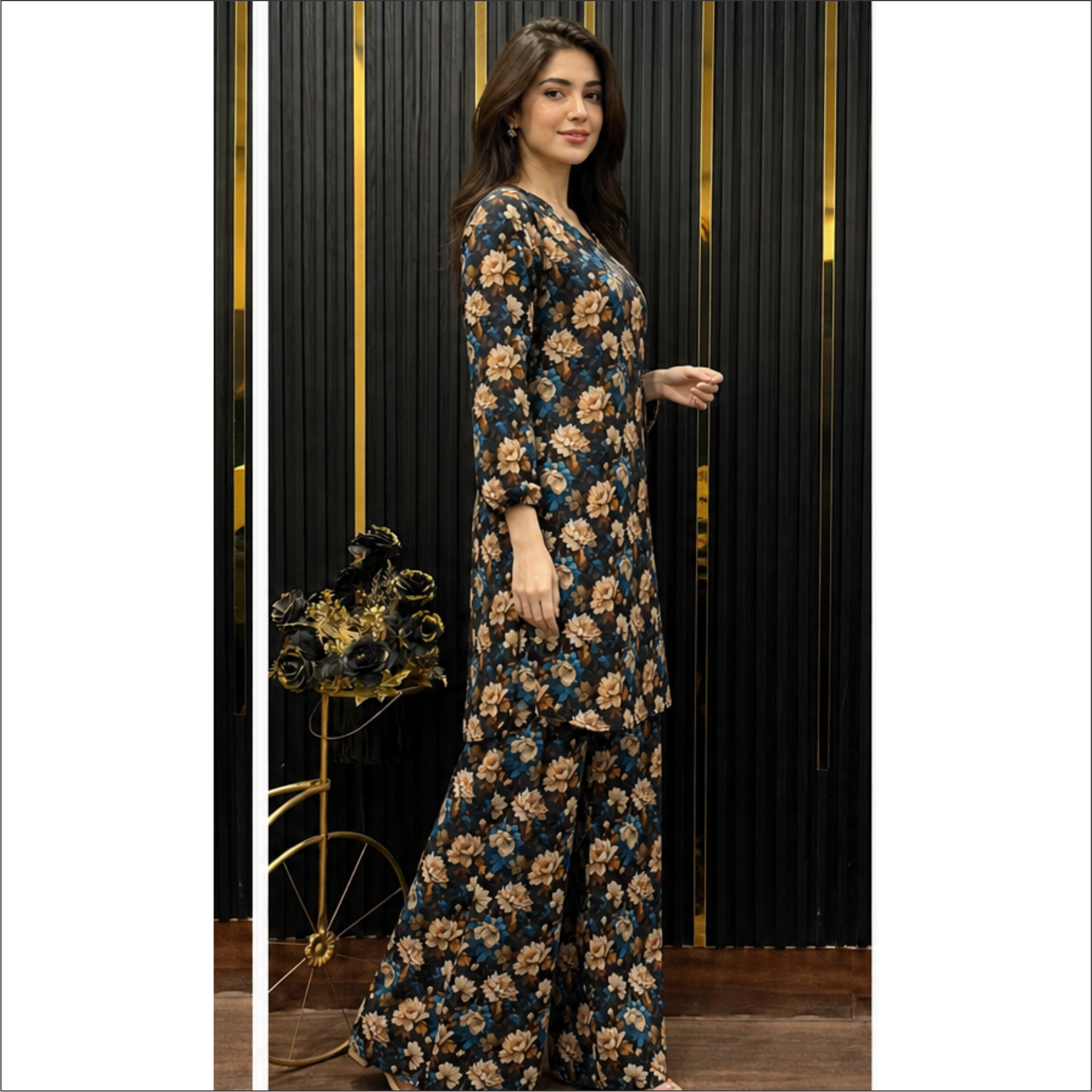 Midnight Floral Co-Ord Set – Sophisticated Everyday Elegance