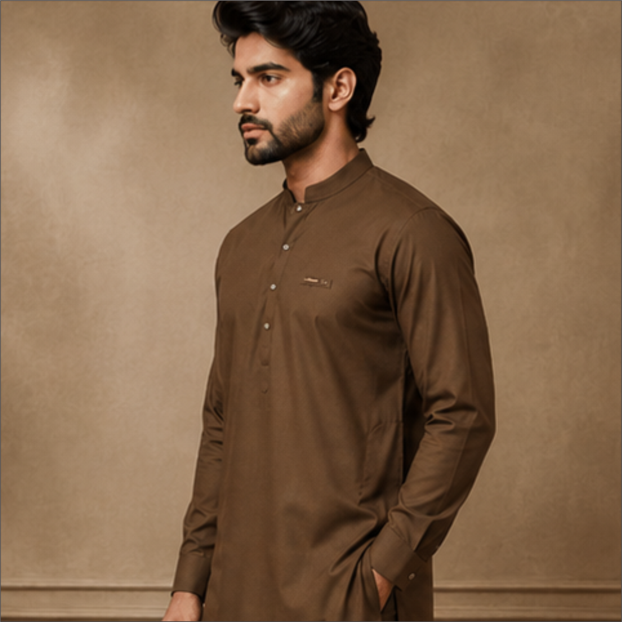 LAWMAN Premium Chocolate Brown Kurta Pajama for Men