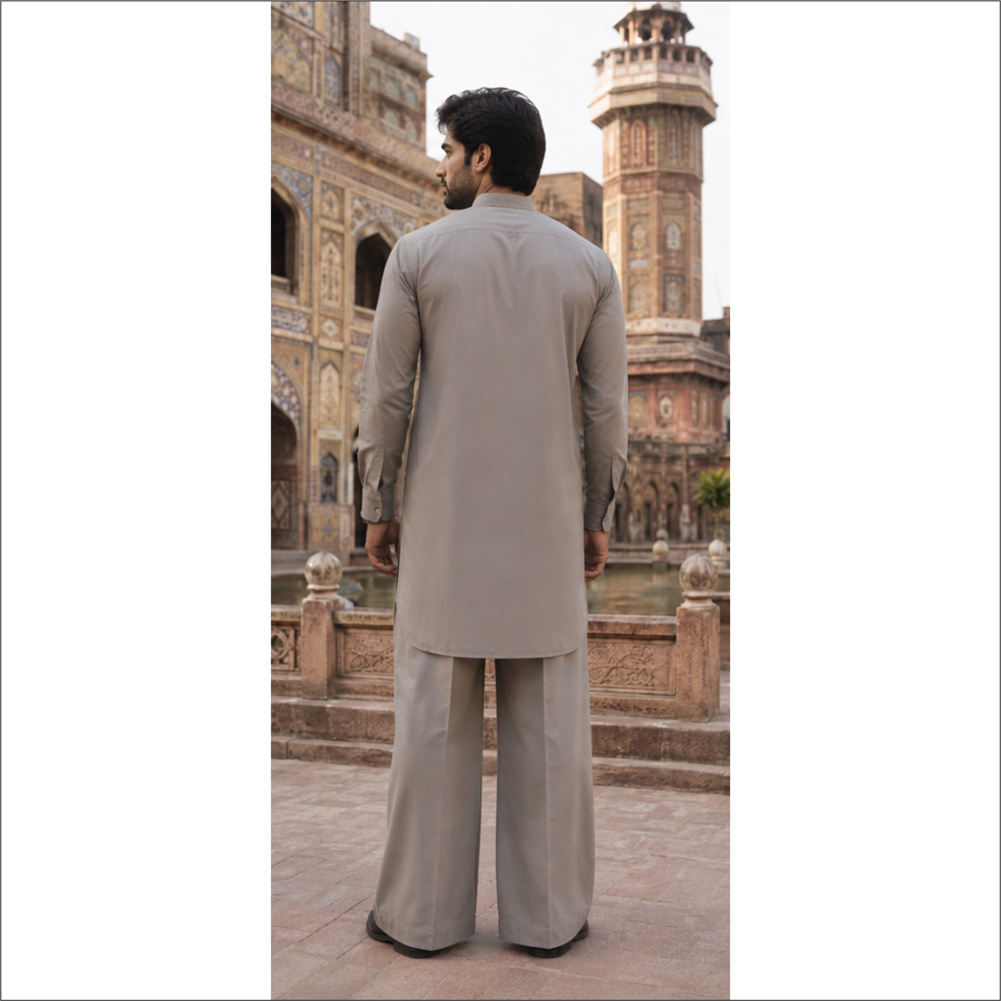 LAWMAN Ash Grey Premium Kurta with Bell Bottom Trouser