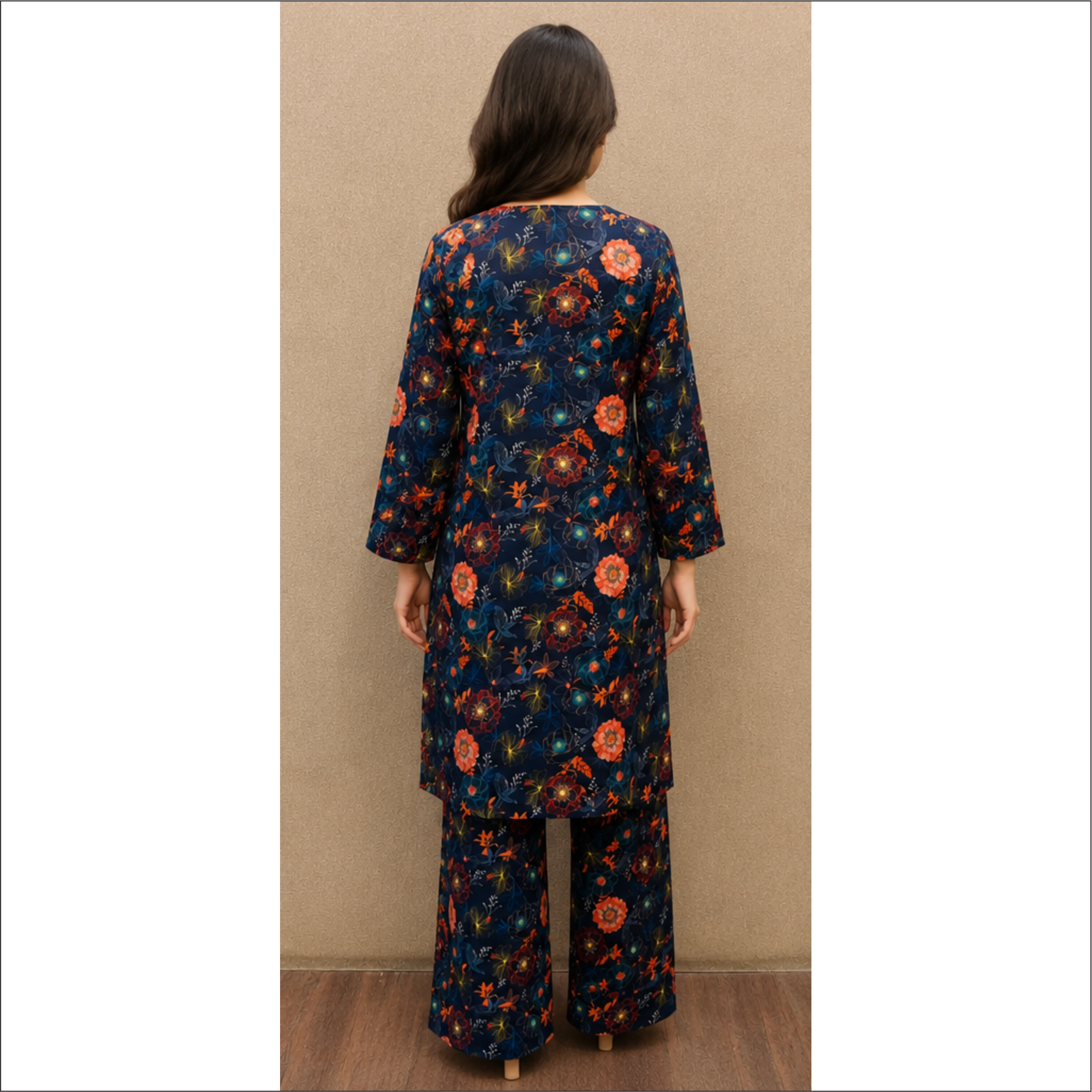 Midnight Floral Co-Ord Set – 2 Piece Premium Lawn