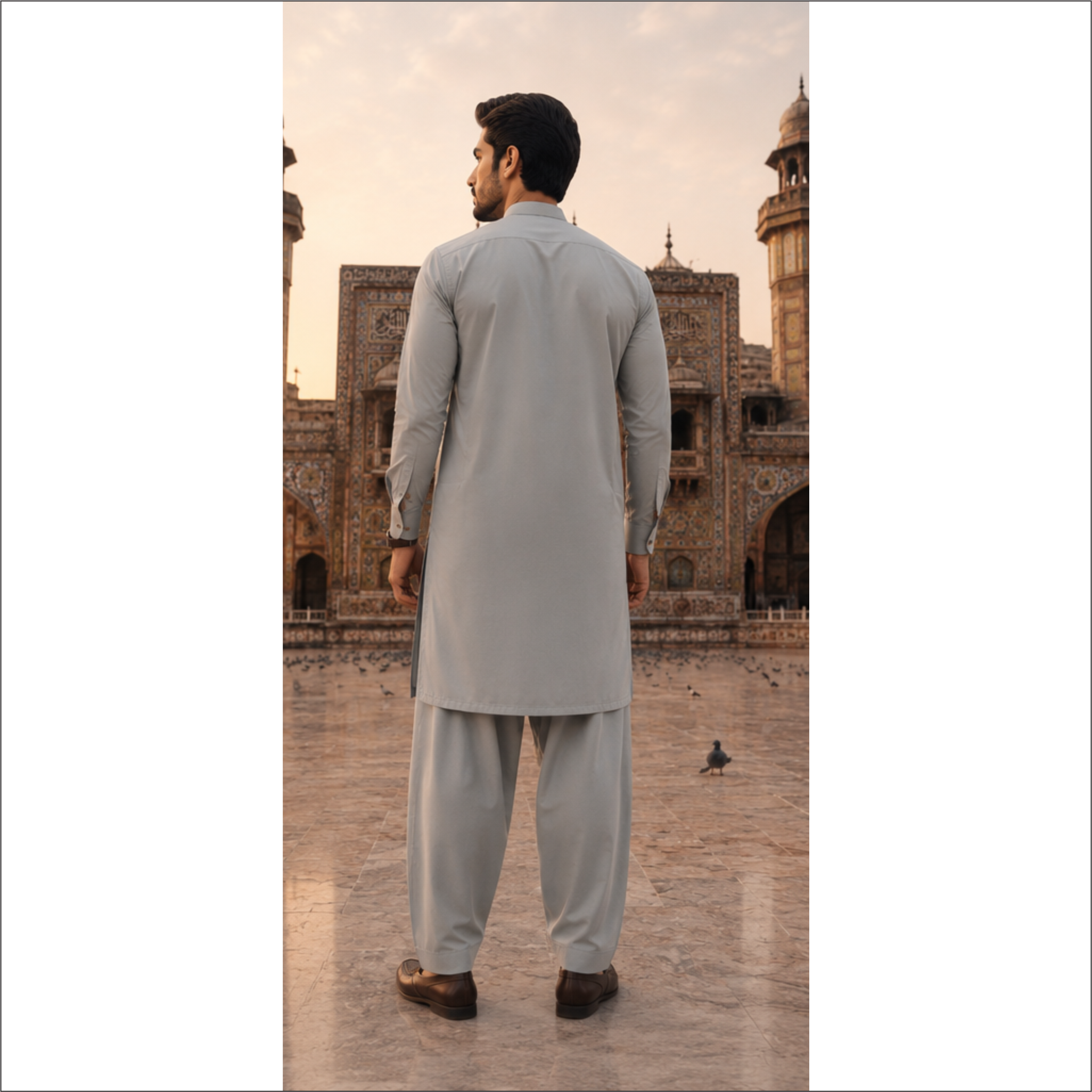 Premium Light Grey Kurta Shalwar – Classic Eastern Wear