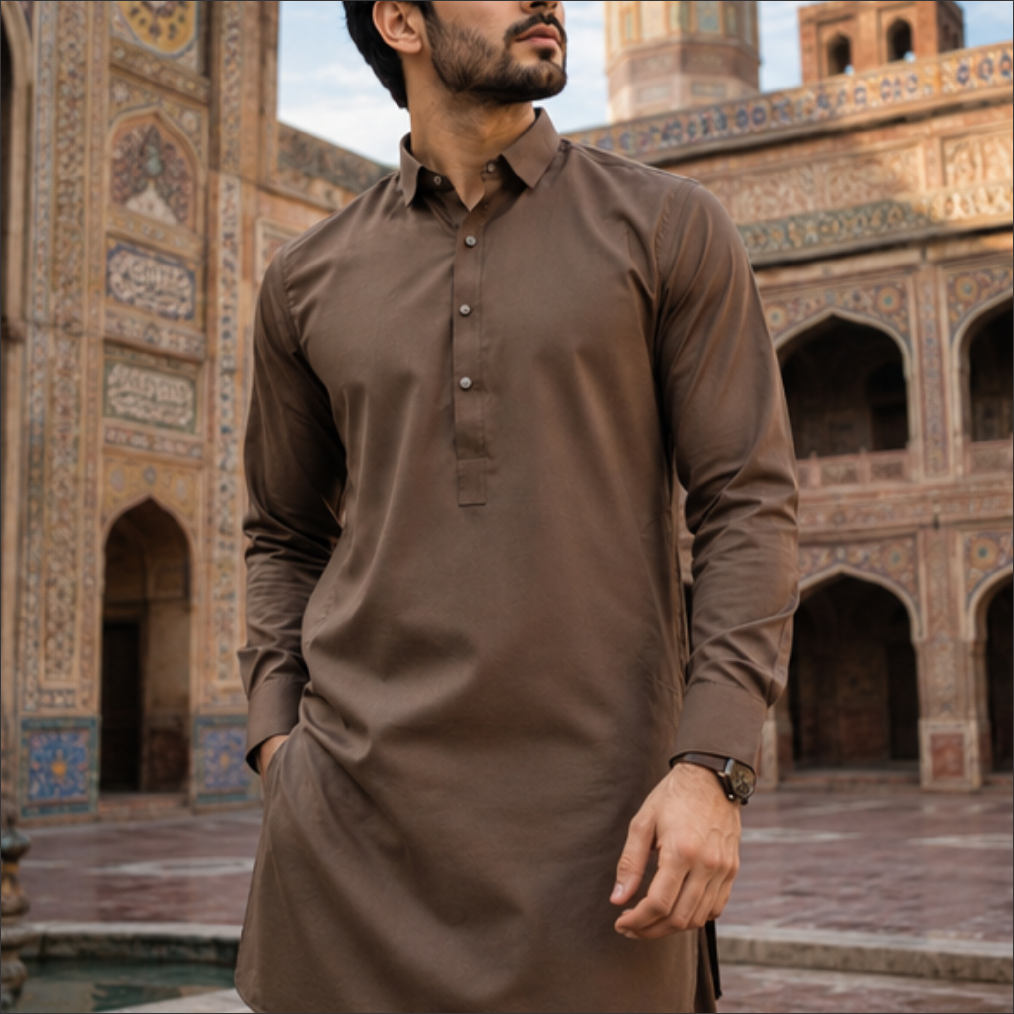 Classic Brown Kurta Shalwar – Elegant Traditional Wear