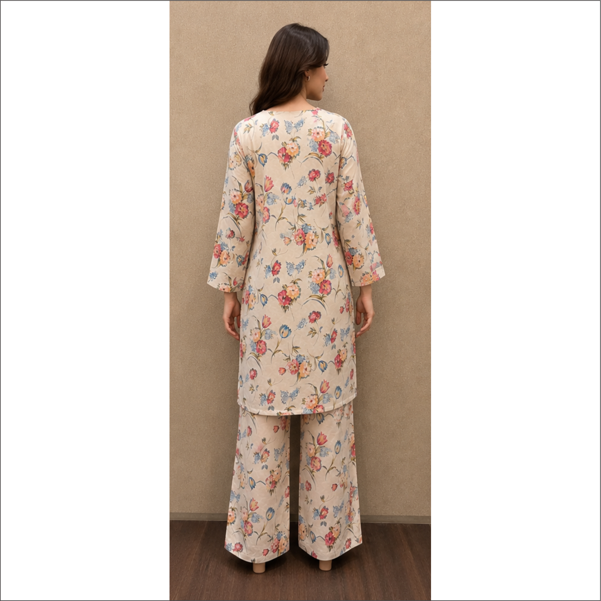 Blossom Beige Floral Lawn Suit – 2 Piece