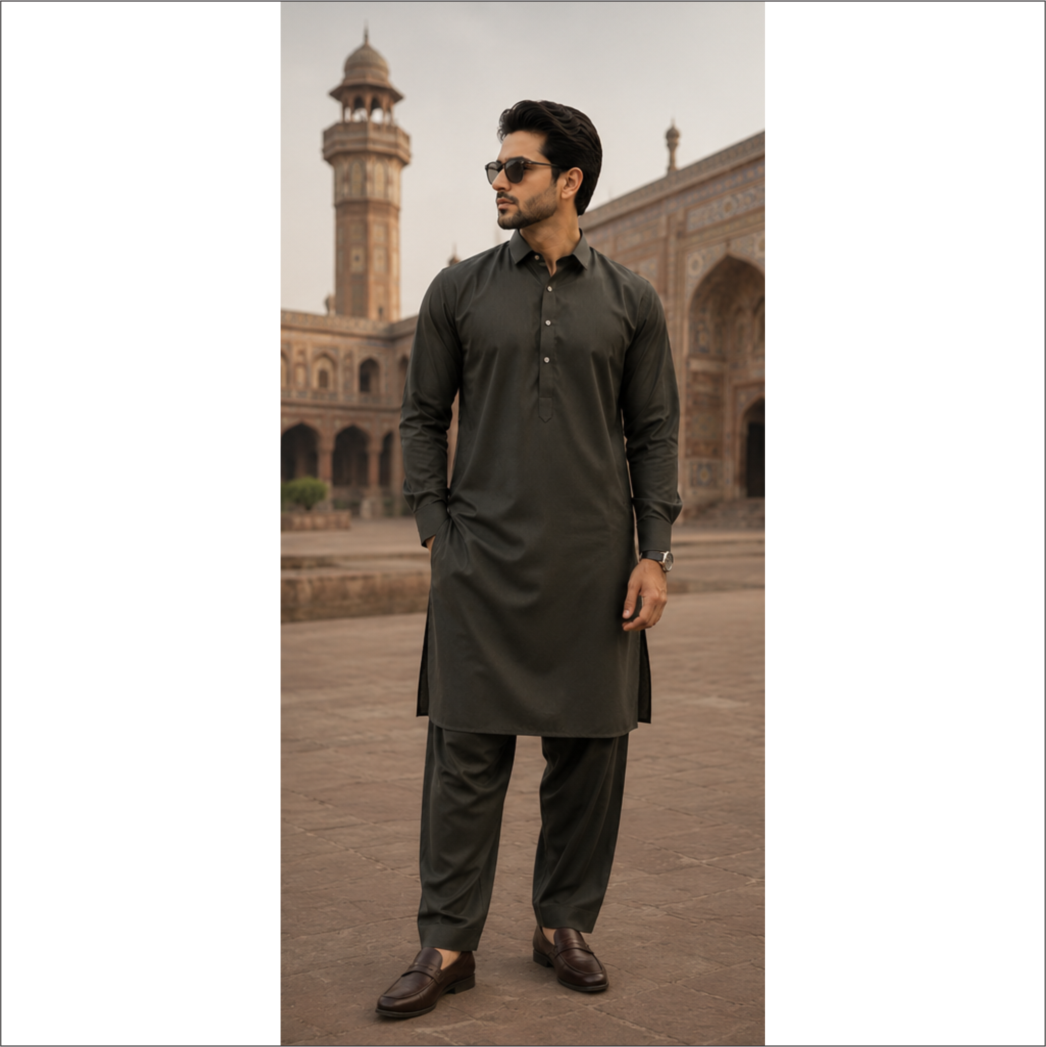 Elegant Charcoal Black Kurta Shalwar – Premium Eastern Wear