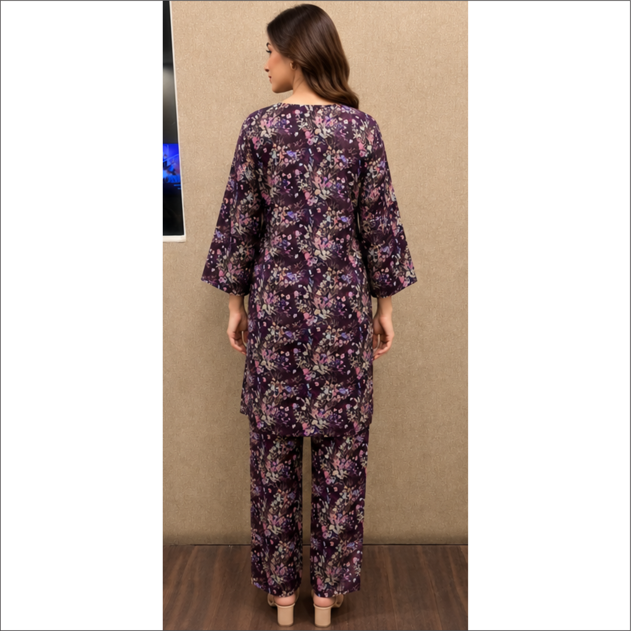 Midnight Plum Floral Lawn Suit – 2 Piece