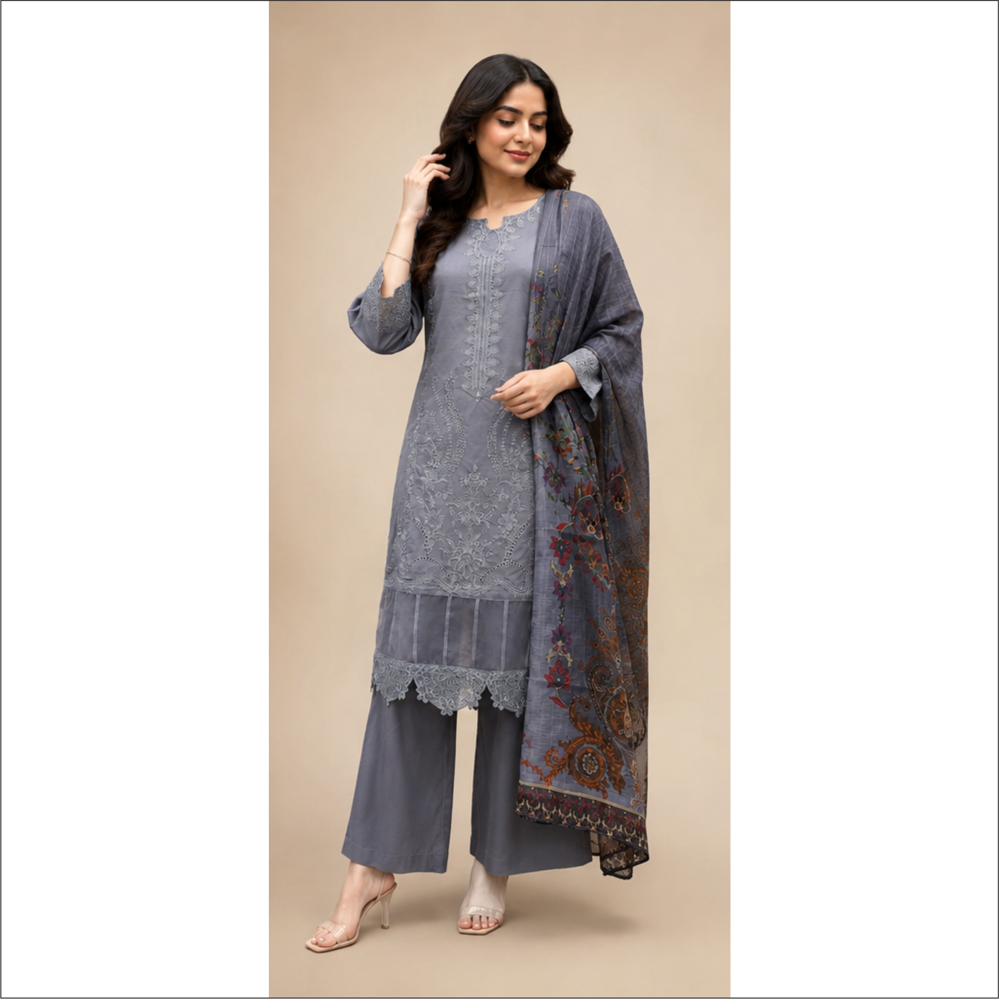 LAWMAN 3 Piece Embroidered Suit – Bari Eid Collection 26
