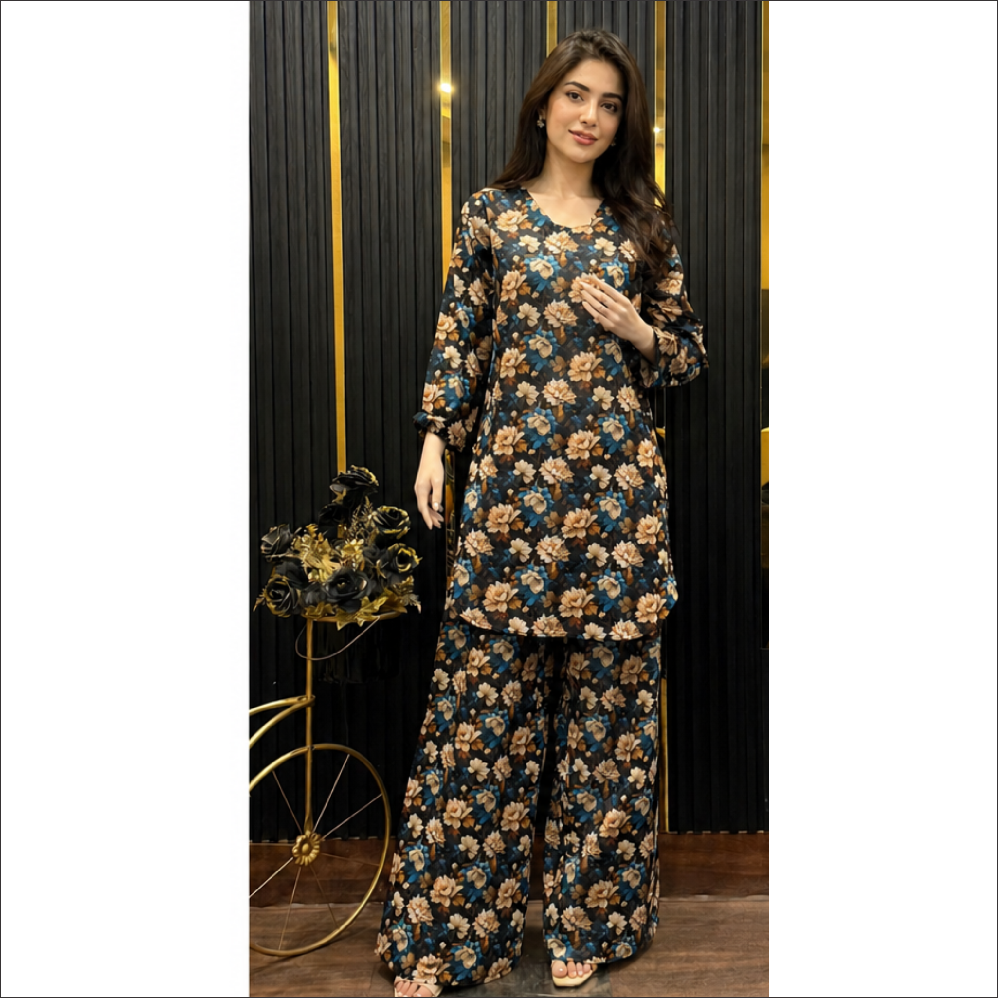 Midnight Floral Co-Ord Set – Sophisticated Everyday Elegance