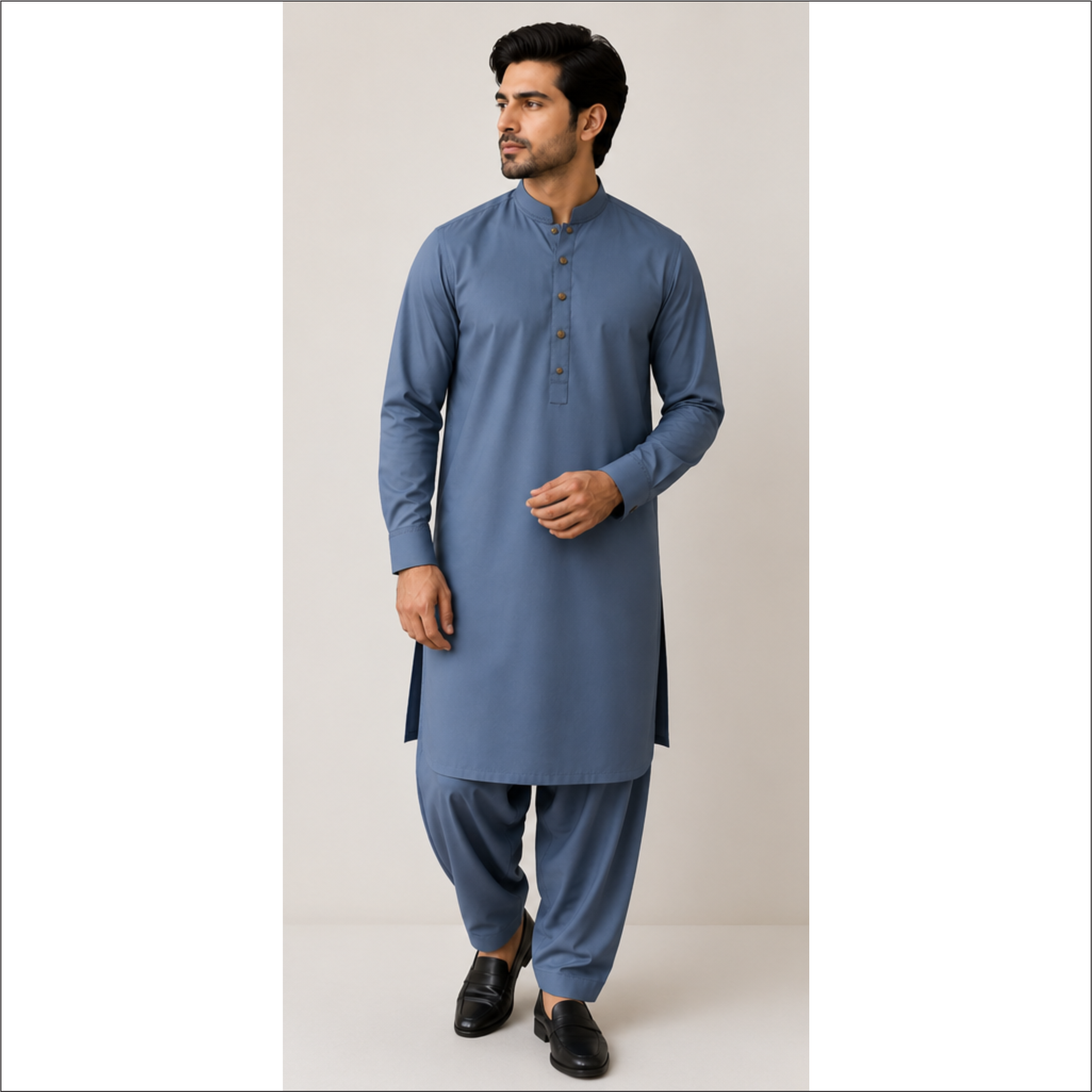 LAWMAN Premium Blue Wash & Wear Salwar Kameez