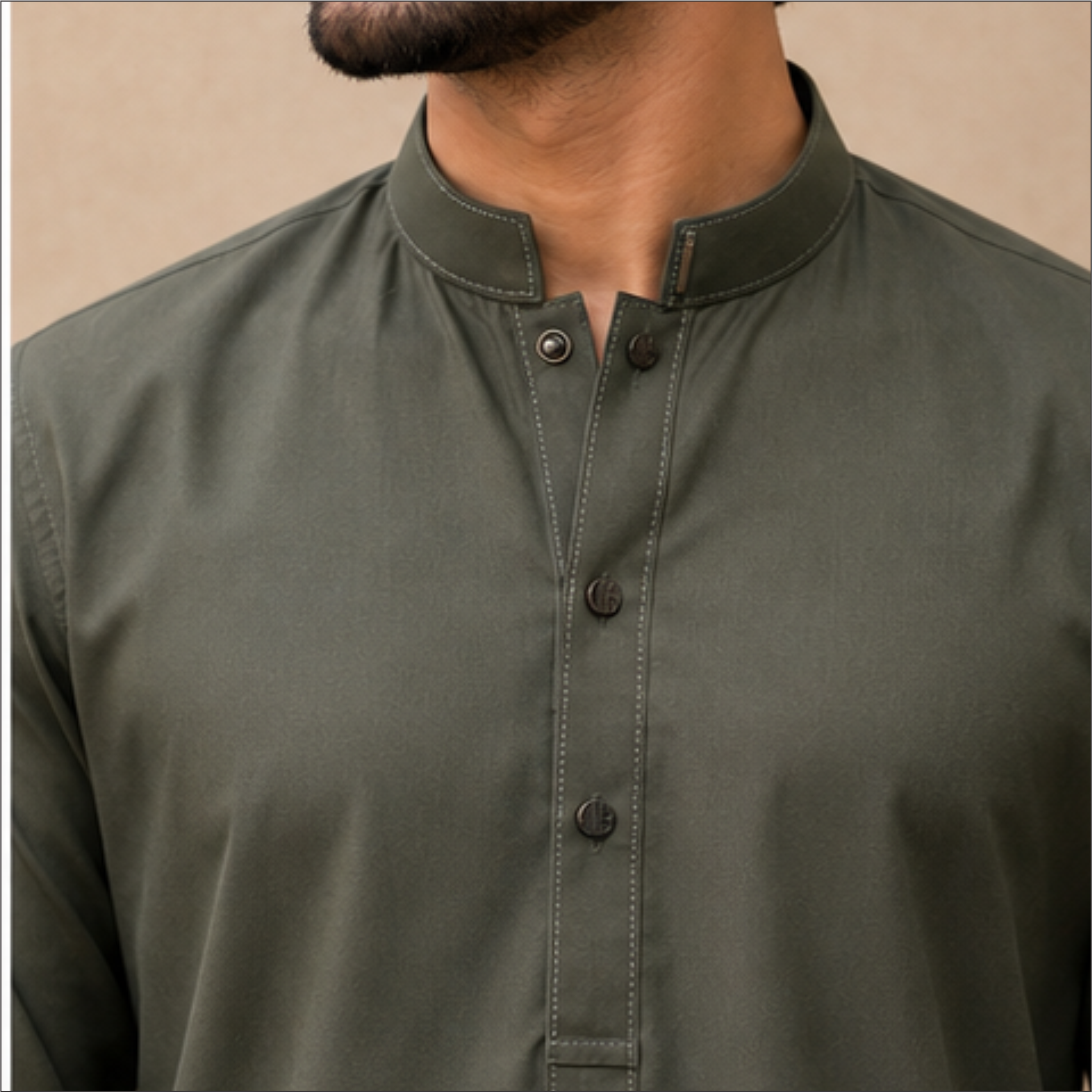 LAWMAN Premium Olive Green Wash & Wear Salwar Kameez