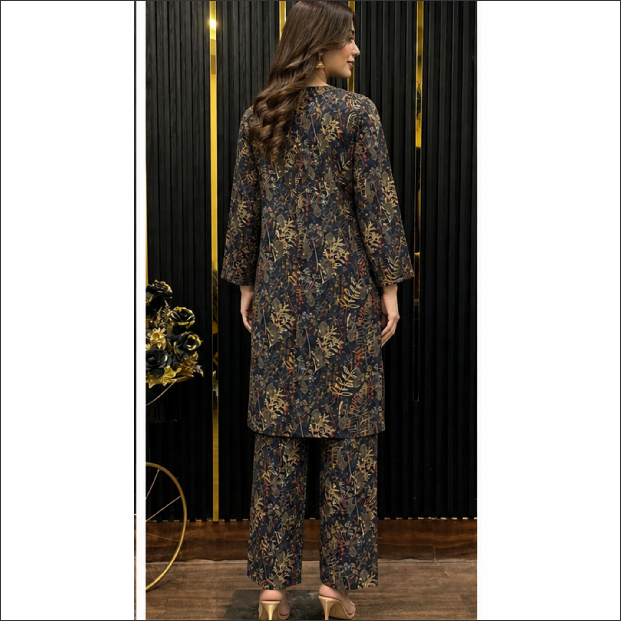 Midnight Botanical Co-Ord Set – Elegant Contemporary Wear