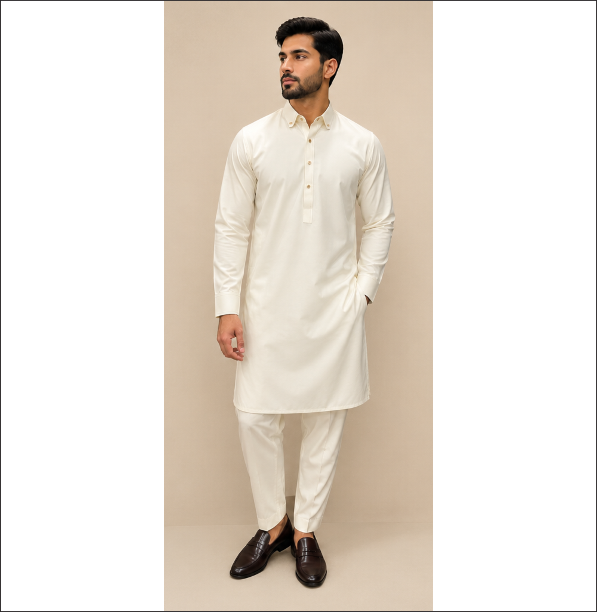 Classic Ivory White Shalwar Kameez – Premium Men’s Eastern Wear