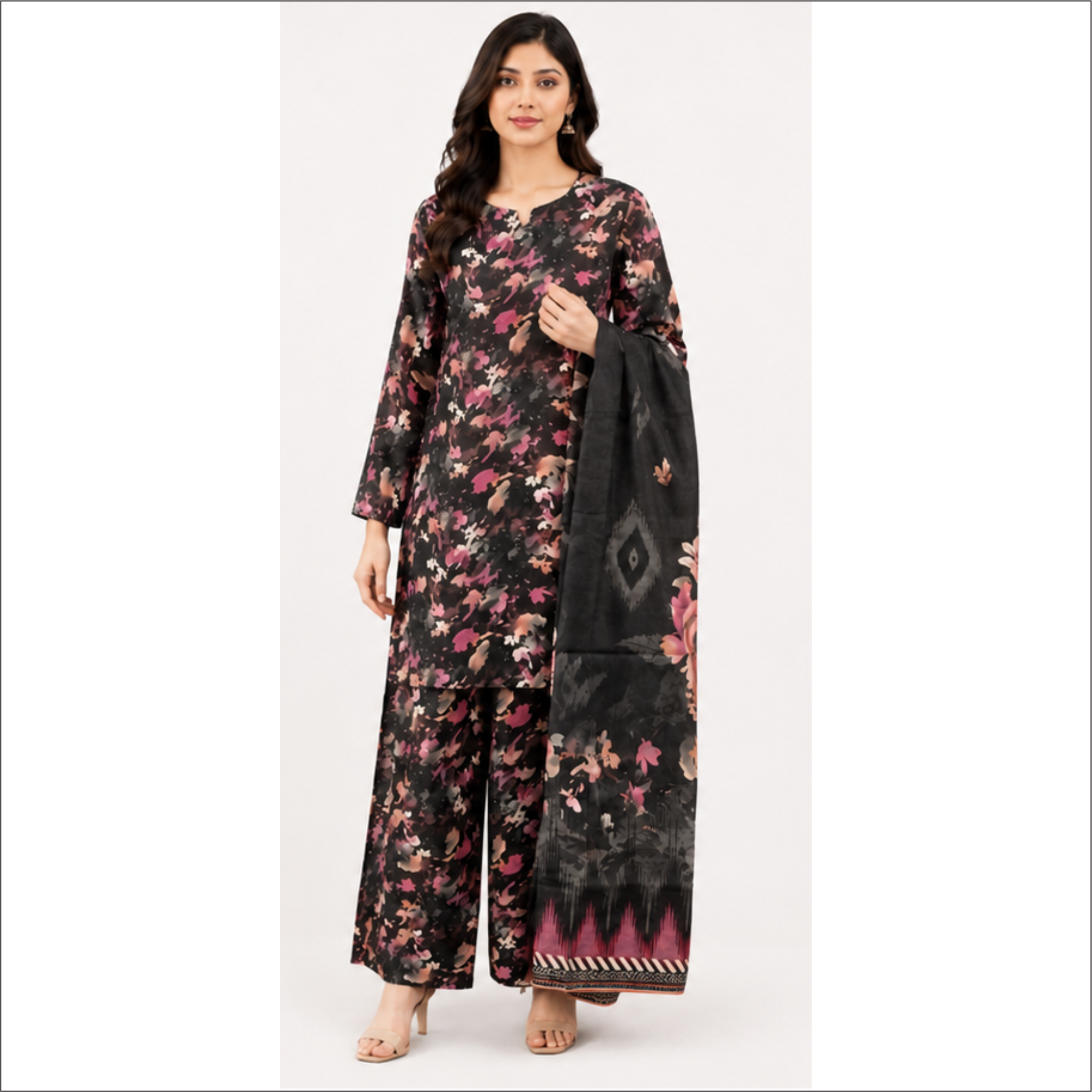 Midnight Bloom Premium Lawn 3 Piece