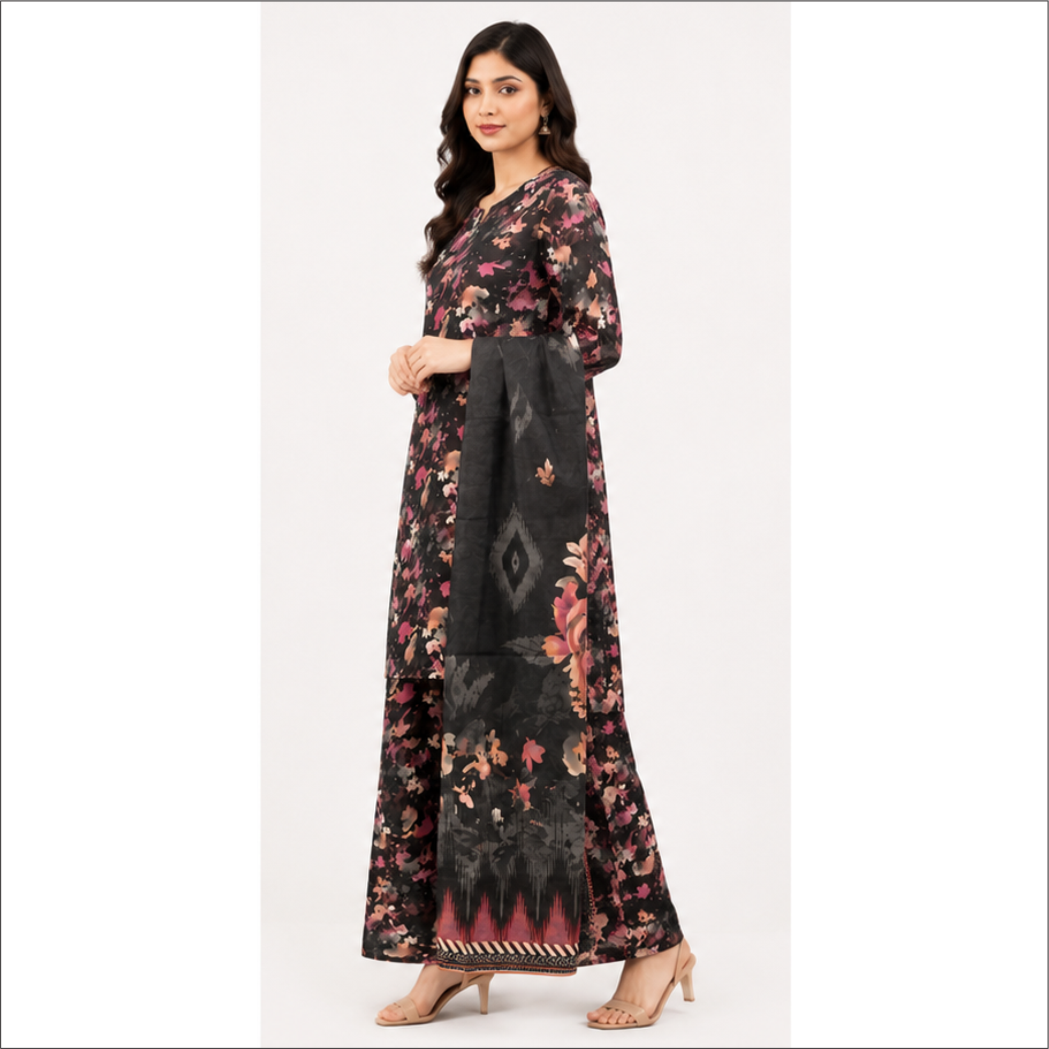 Midnight Bloom Premium Lawn 3 Piece