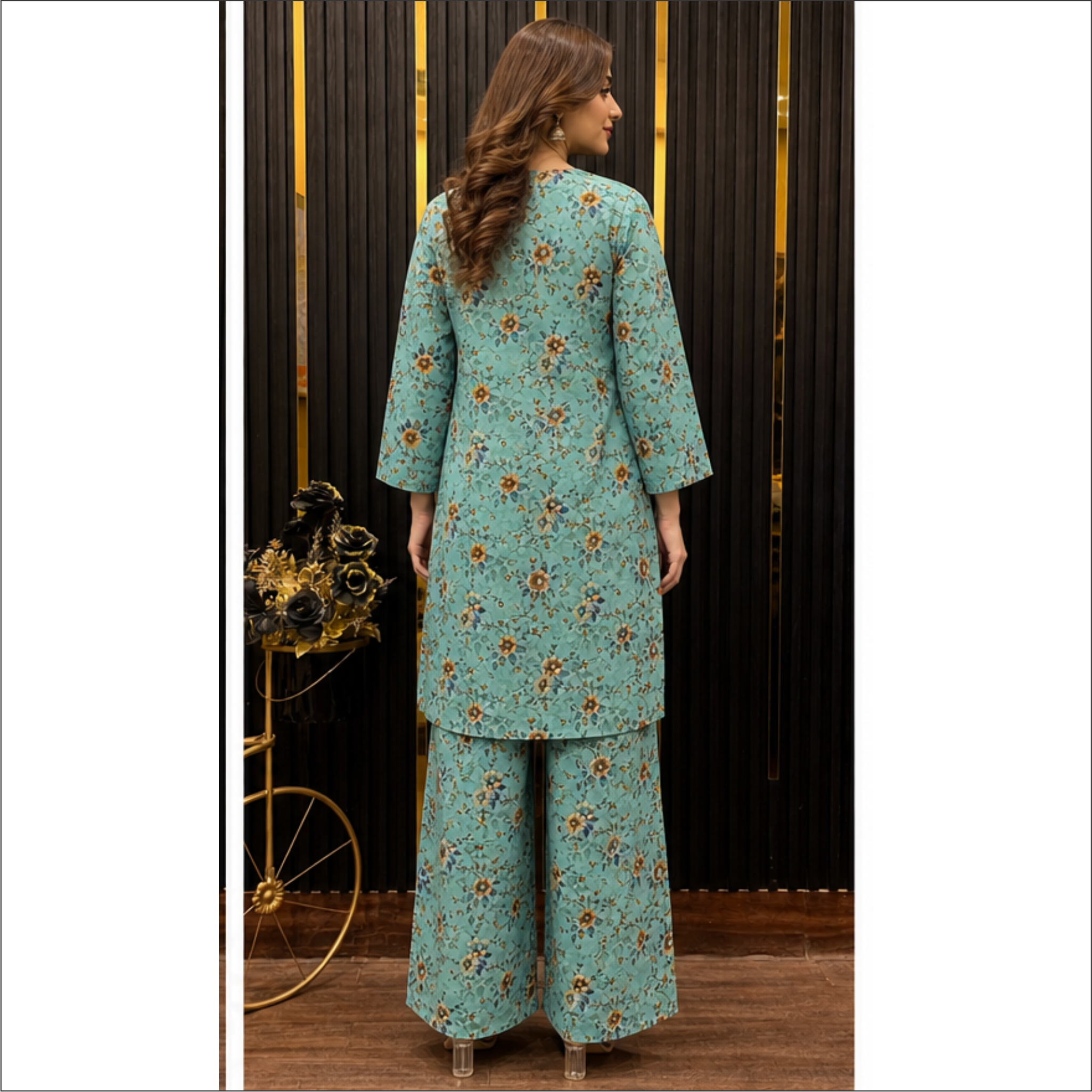 Aqua Floral Co-Ord Set – Soft & Elegant Everyday Style
