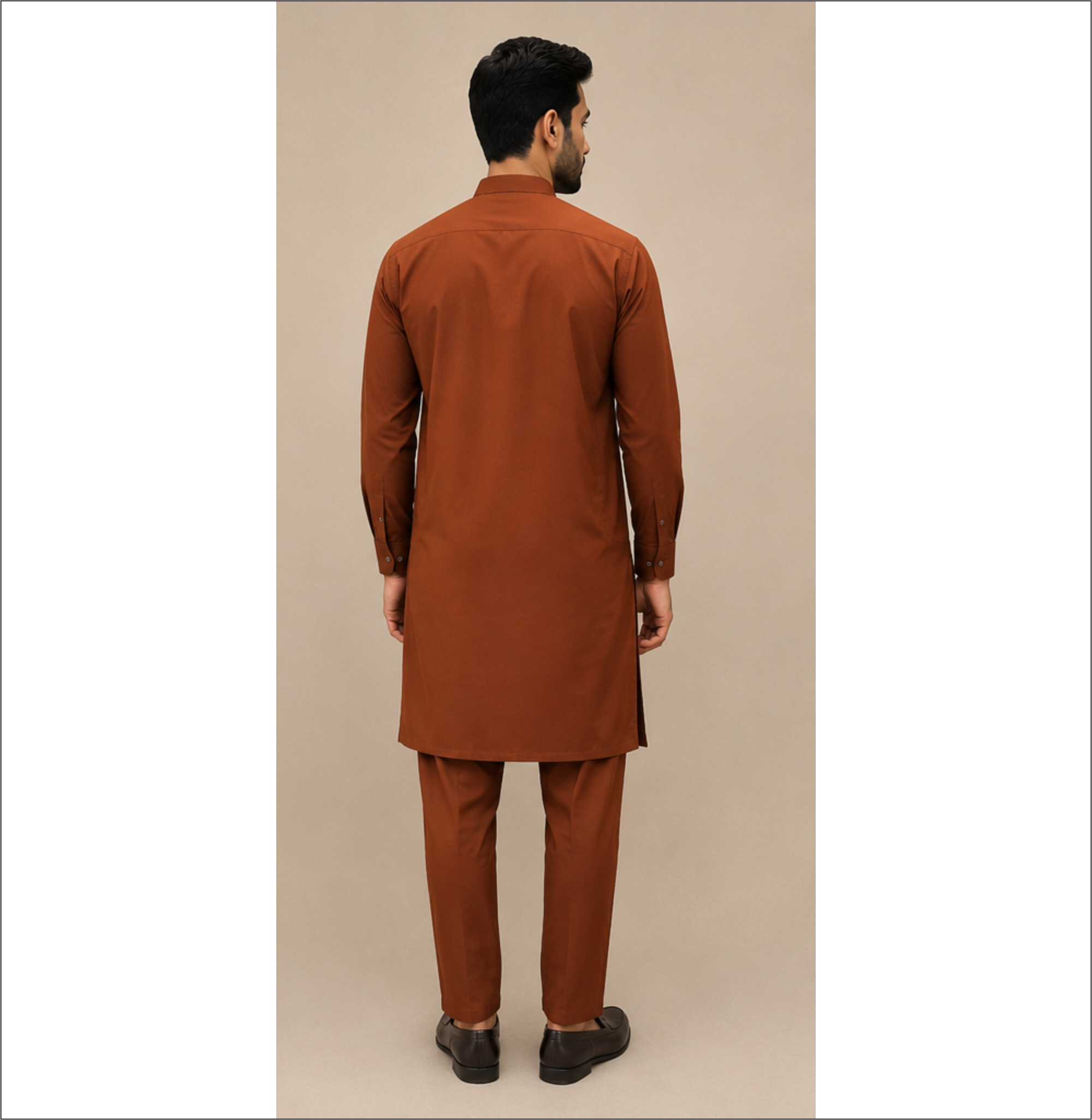 LAWMAN Rust Brown Premium Kurta Pajama for Men