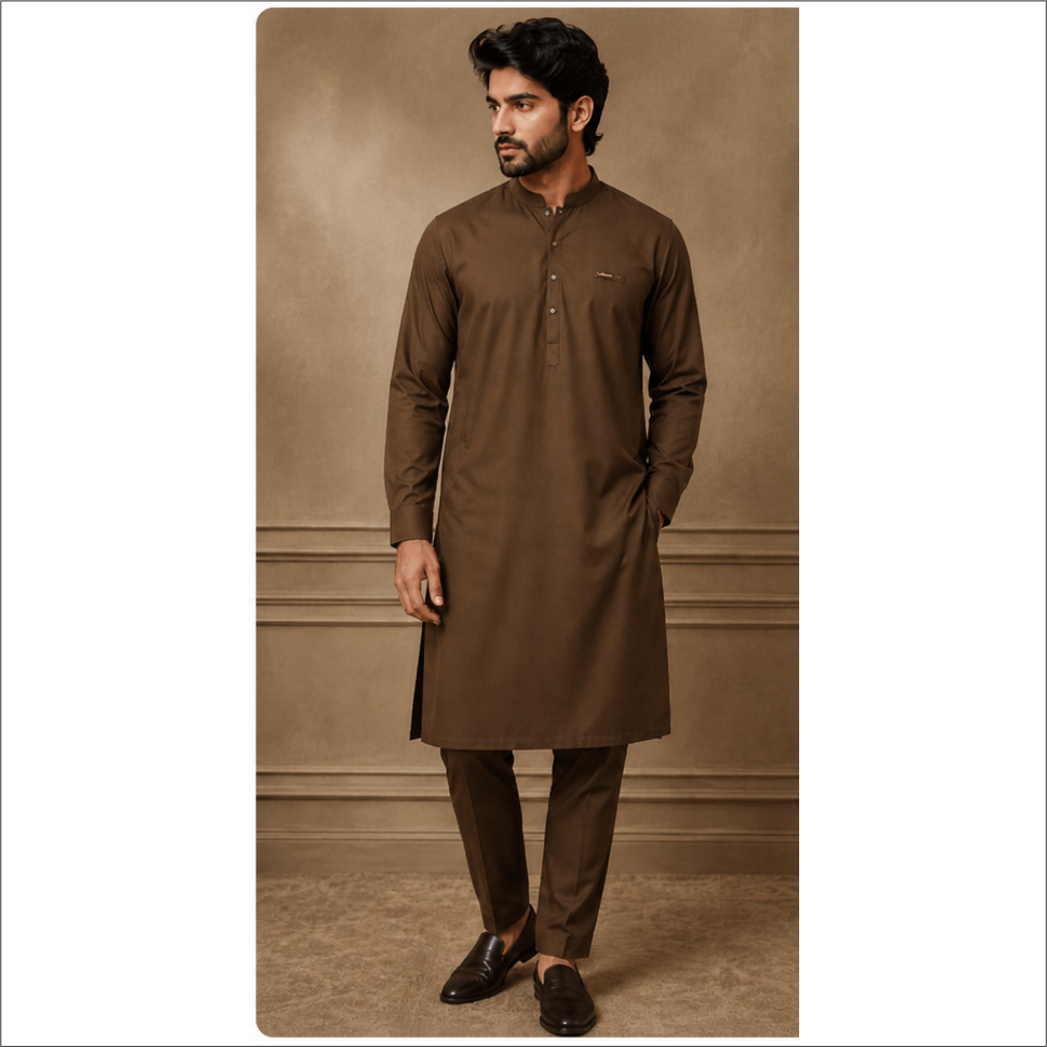 LAWMAN Premium Chocolate Brown Kurta Pajama for Men