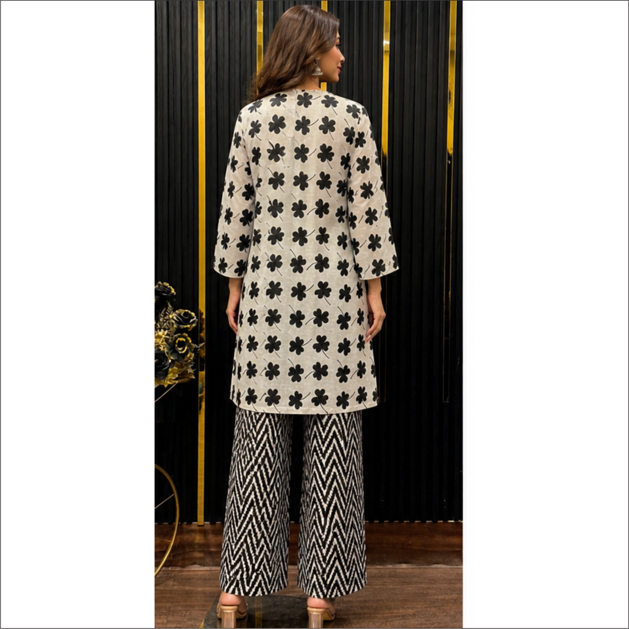 Monochrome Floral Co-Ord Set – Chic Modern Elegance