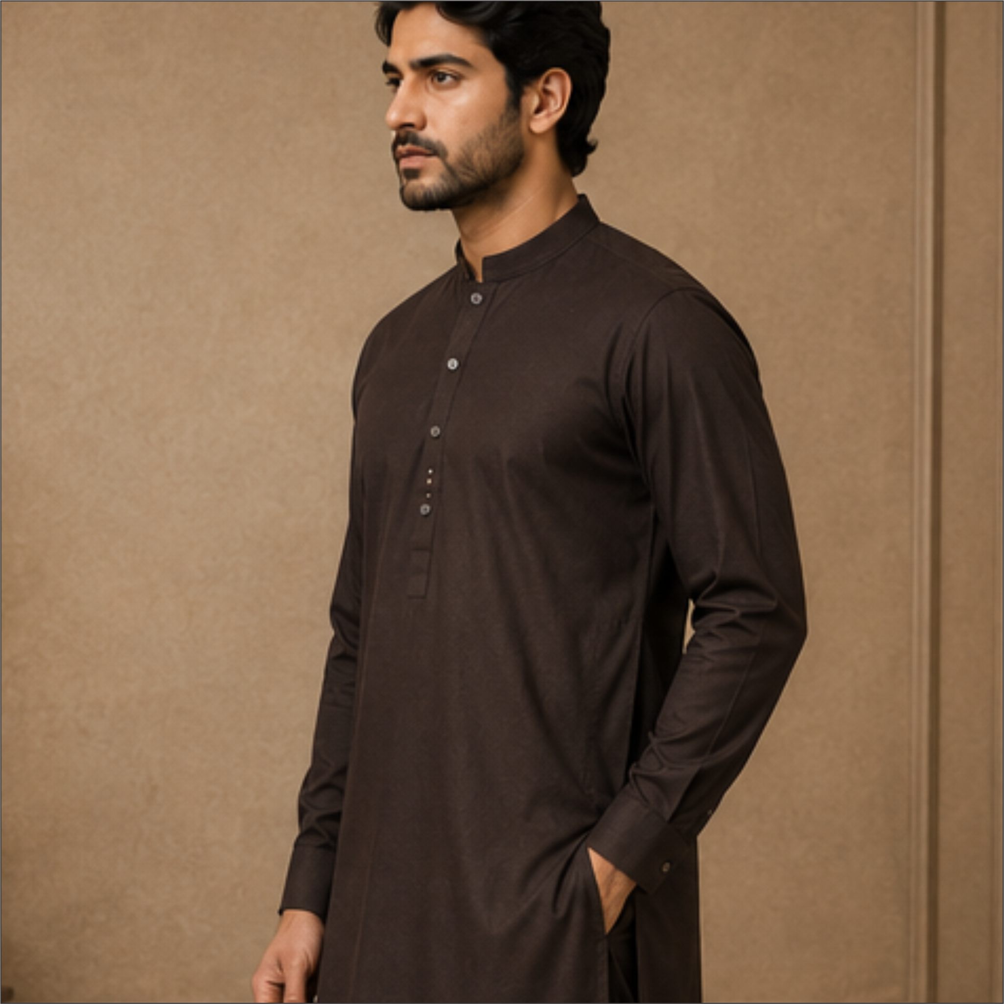 LAWMAN Dark Coffee Premium Kurta Pajama for Men