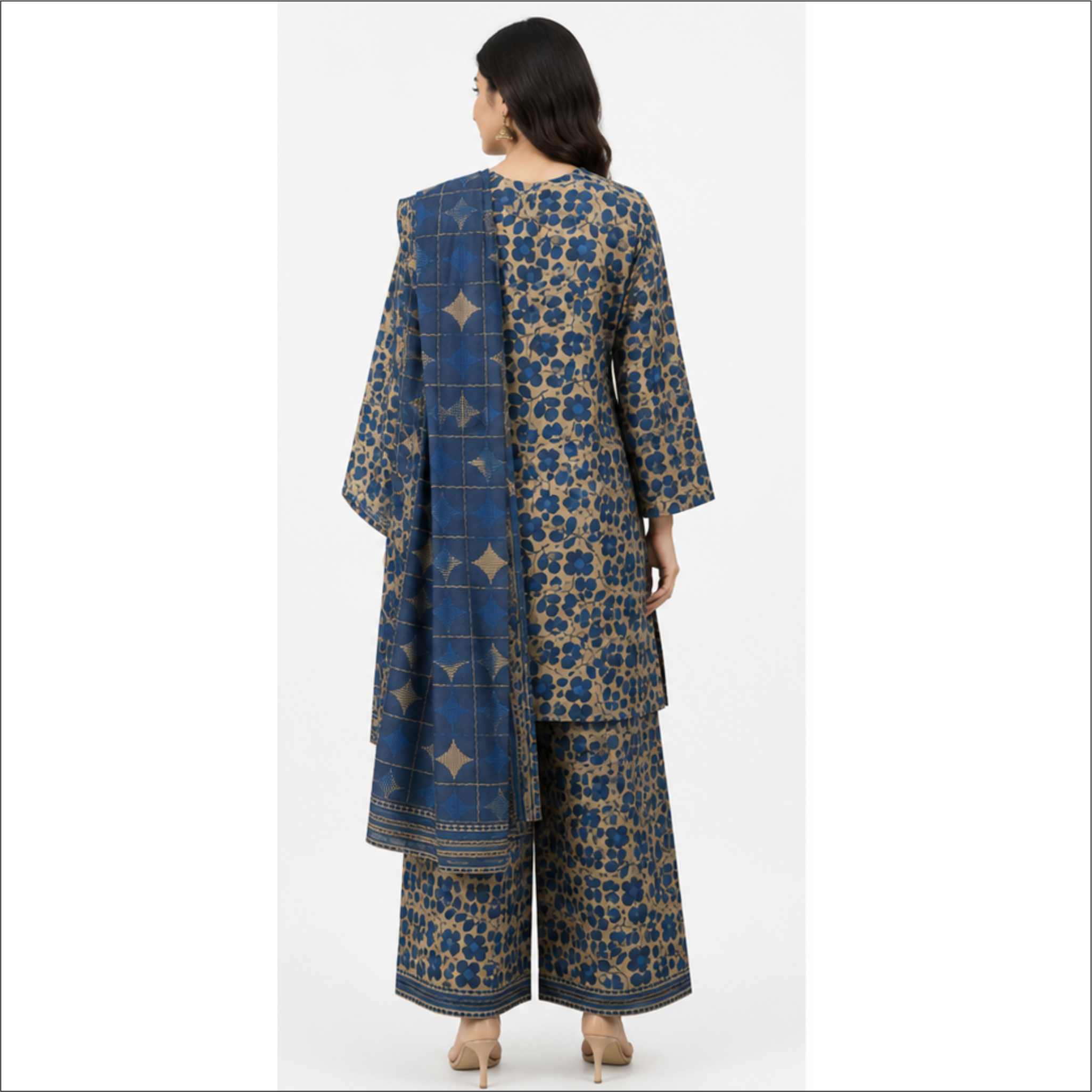 Azure Blossom Premium Lawn 3 Piece